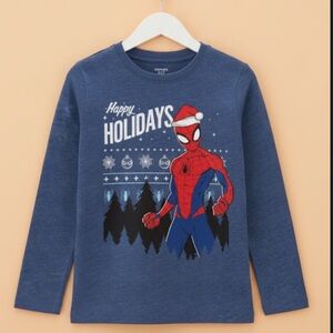 Kids Marvel Spider-Man Festive Blue Shirt